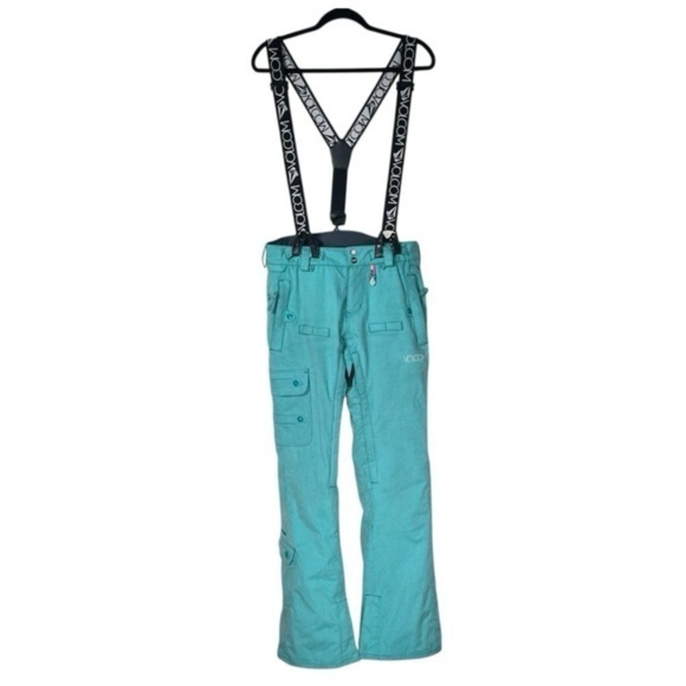Volcom Bolete Snowboard Pants Teal Suspenders Women’s S Ski 15K Waterproof Snow